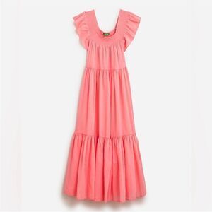 J. CREW Flutter-Sleeve Organic Cotton Cover-Up Maxi Coral Dress M Easter